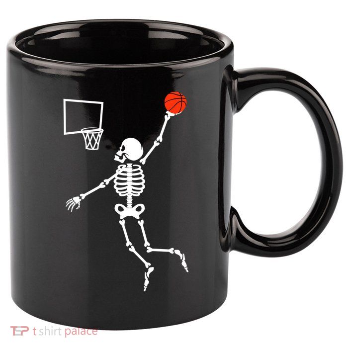 Basketball Dunking Skeleton 11oz C Handle Ceramic Mug