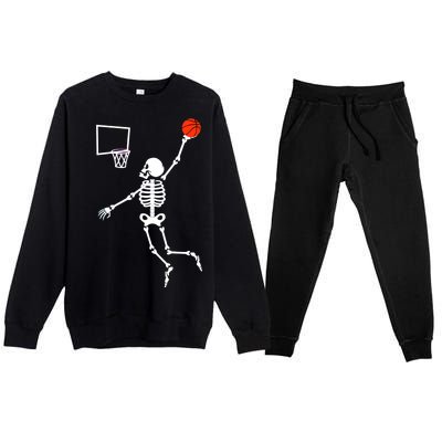 Basketball Dunking Skeleton Premium Crewneck Sweatsuit Set