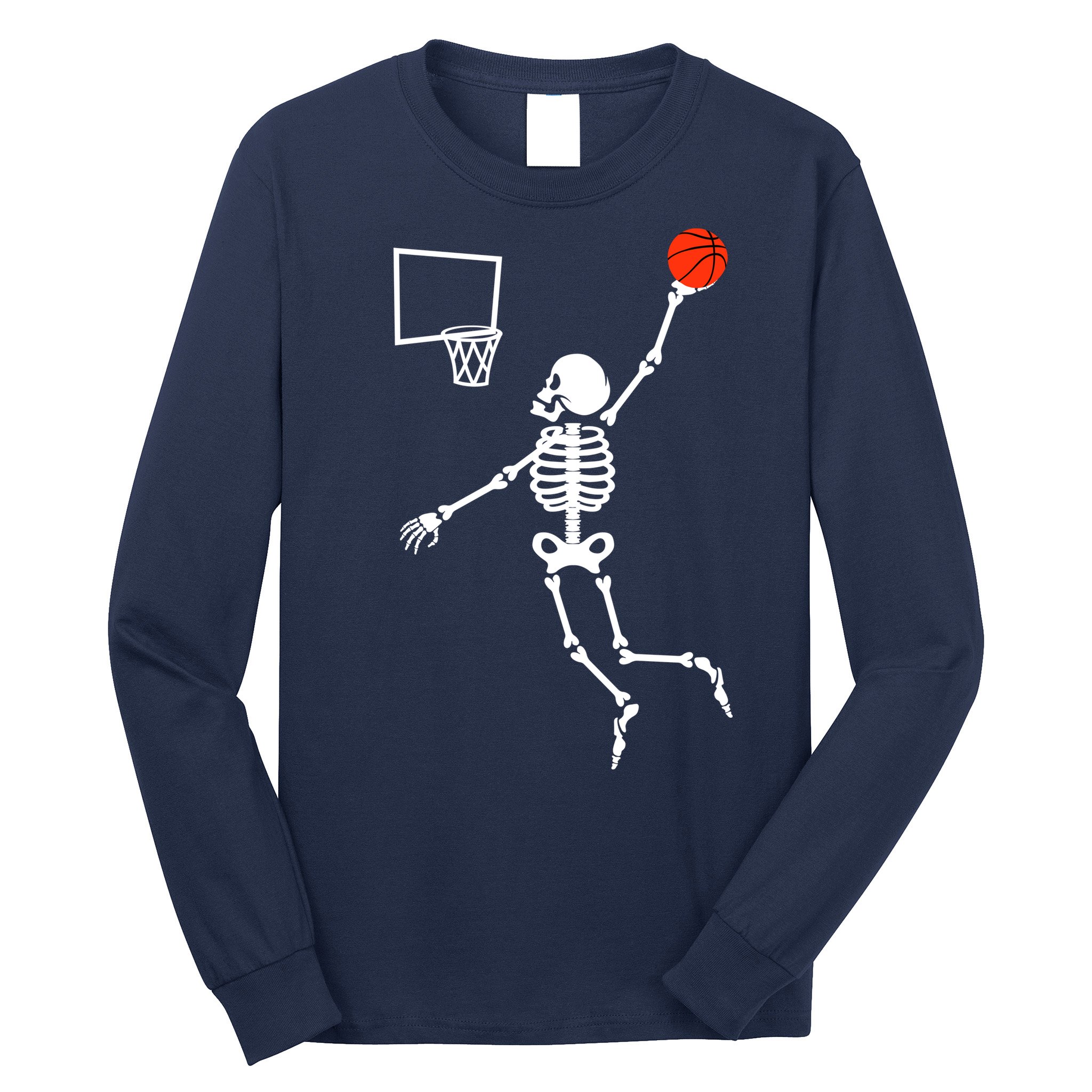 Basketball Dunking Skeleton Long Sleeve Shirt