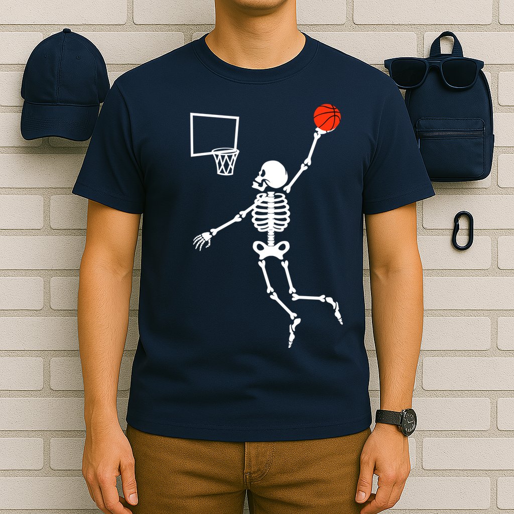 Basketball Dunking Skeleton T-Shirt