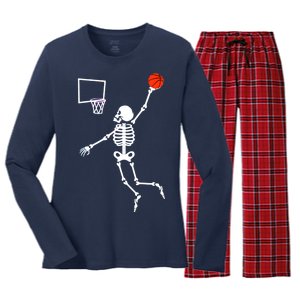 Basketball Dunking Skeleton Women's Long Sleeve Flannel Pajama Set 