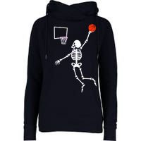 Basketball Dunking Skeleton Womens Funnel Neck Pullover Hood