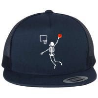 Basketball Dunking Skeleton Flat Bill Trucker Hat