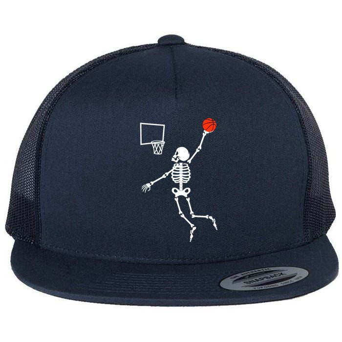 Basketball Dunking Skeleton Flat Bill Trucker Hat