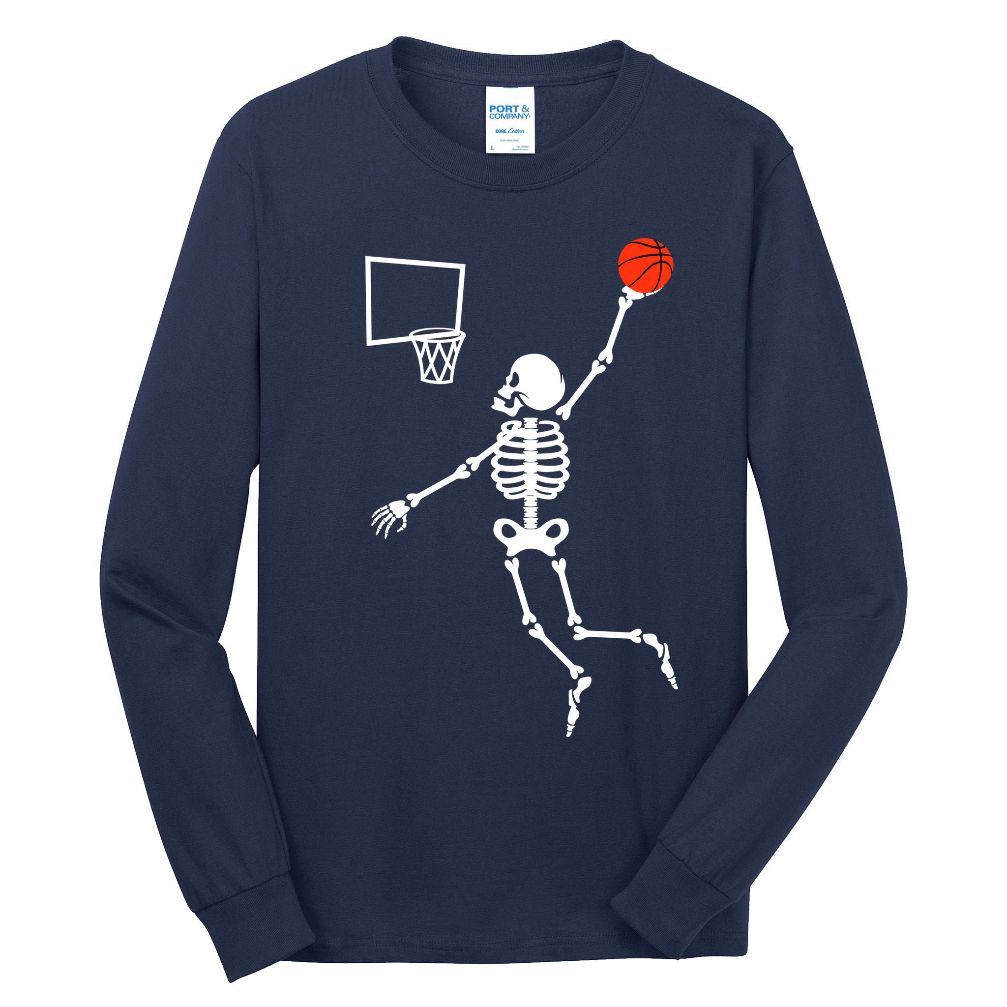 Basketball Dunking Skeleton Tall Long Sleeve T-Shirt