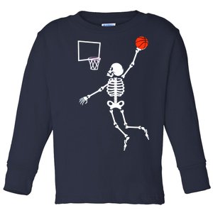 Basketball Dunking Skeleton Toddler Long Sleeve Shirt