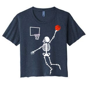 Basketball Dunking Skeleton Women's Crop Top Tee