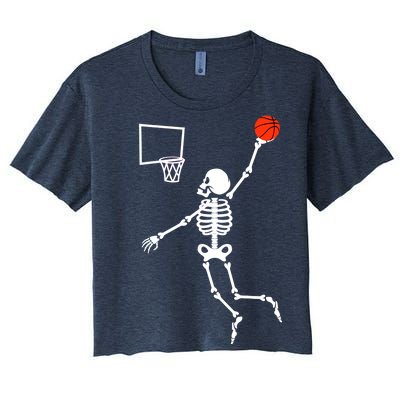 Basketball Dunking Skeleton Women's Crop Top Tee