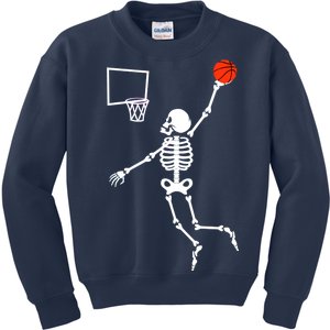 Basketball Dunking Skeleton Kids Sweatshirt