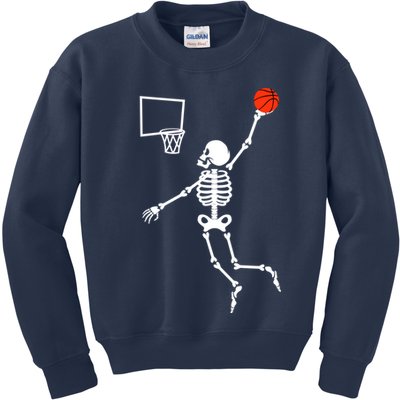 Basketball Dunking Skeleton Kids Sweatshirt