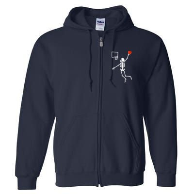 Basketball Dunking Skeleton Full Zip Hoodie
