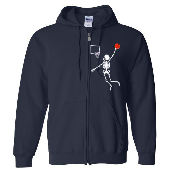 Basketball Dunking Skeleton Full Zip Hoodie