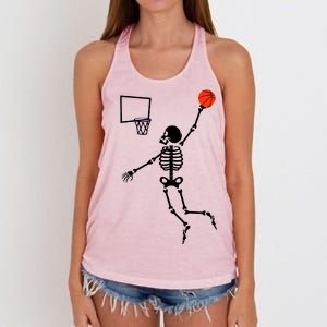 Basketball Dunking Skeleton Women's Knotted Racerback Tank