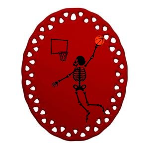 Basketball Dunking Skeleton Ceramic Oval Ornament