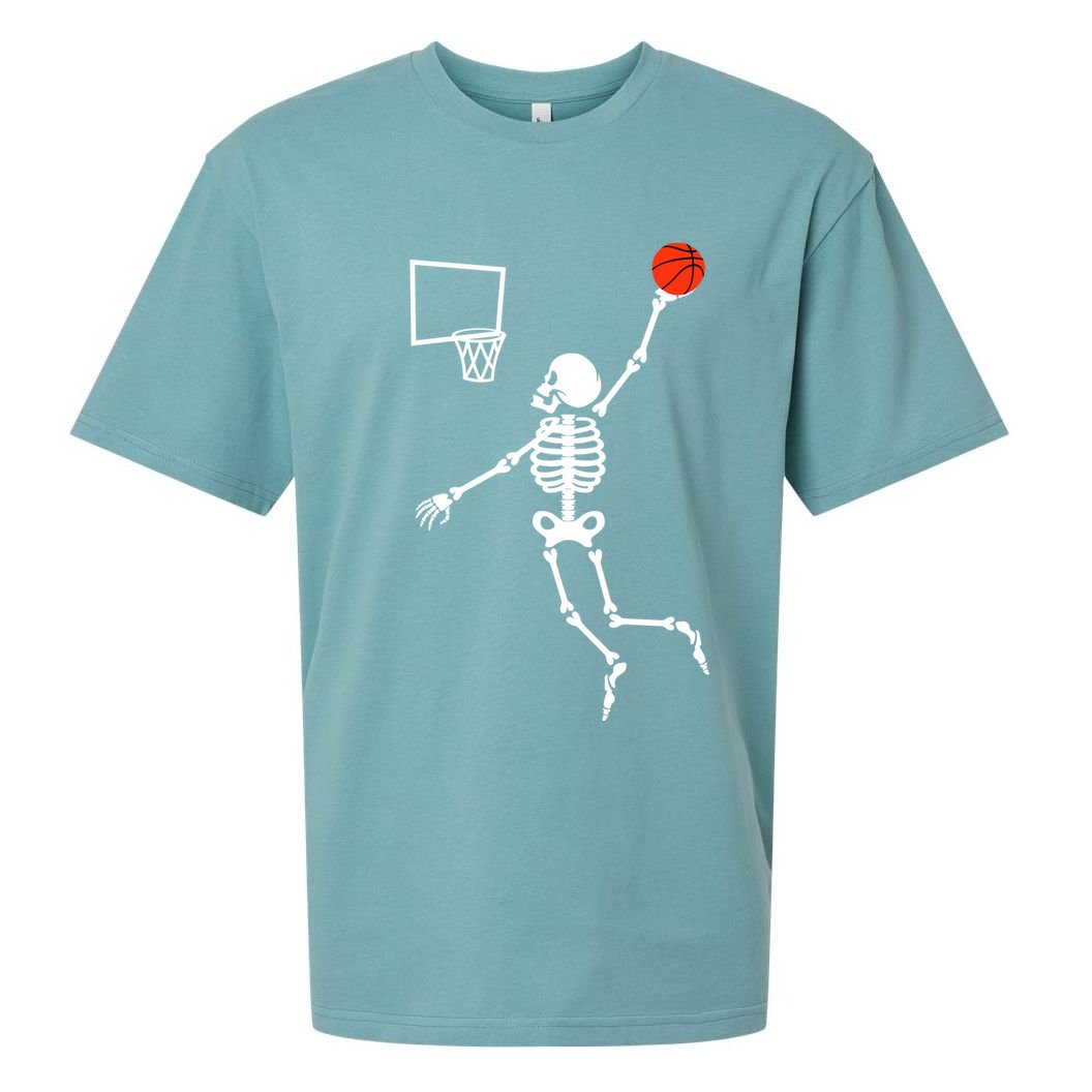 Basketball Dunking Skeleton Sueded Cloud Jersey T-Shirt