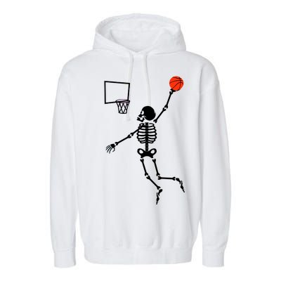 Basketball Dunking Skeleton Garment-Dyed Fleece Hoodie