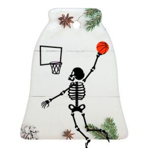 Basketball Dunking Skeleton Ceramic Bell Ornament