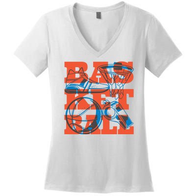 Basketball Equipment Women's V-Neck T-Shirt