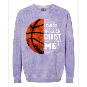 Basketball Faith All Things Through Christ Colorblast Crewneck Sweatshirt