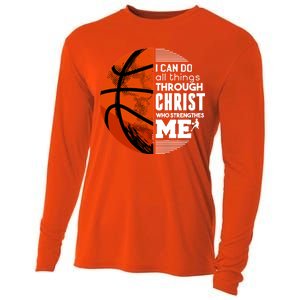 Basketball Faith All Things Through Christ Cooling Performance Long Sleeve Crew