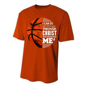 Basketball Faith All Things Through Christ Performance Sprint T-Shirt