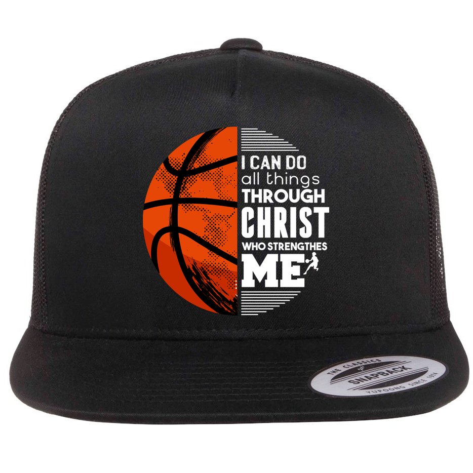 Basketball Faith All Things Through Christ Flat Bill Trucker Hat