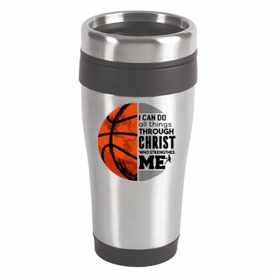 Basketball Faith All Things Through Christ 16oz Travel Tumbler