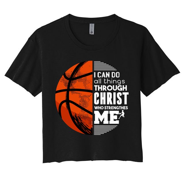 Basketball Faith All Things Through Christ Crop Top