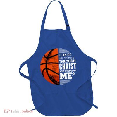 Basketball Faith All Things Through Christ Full-Length Apron With Pockets