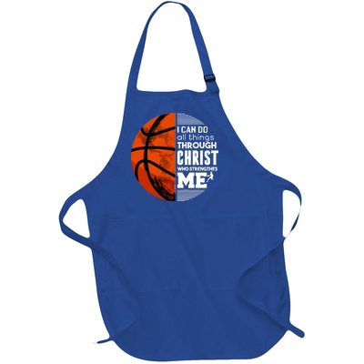 Basketball Faith All Things Through Christ Full-Length Apron With Pockets