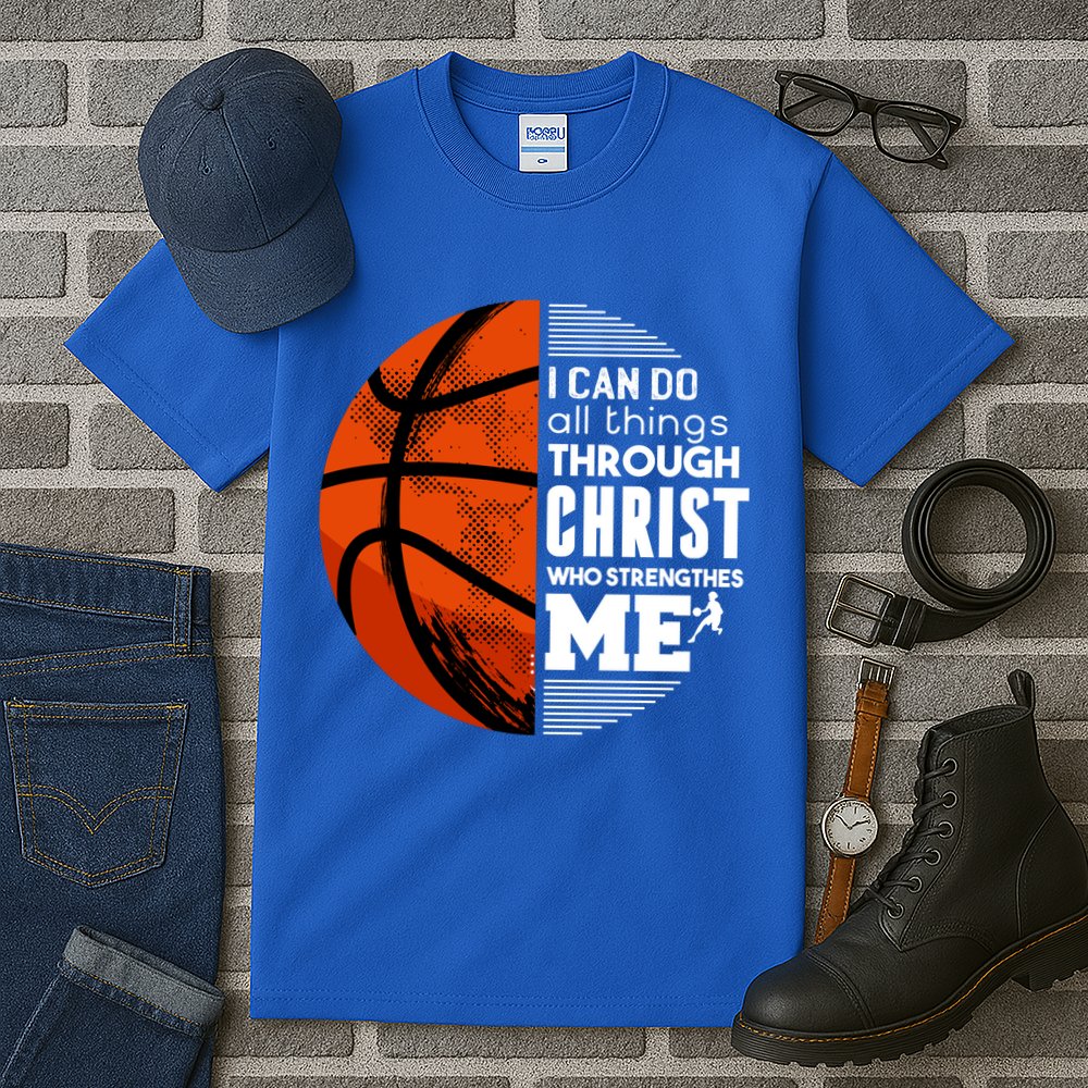 Basketball Faith All Things Through Christ Tall T-Shirt