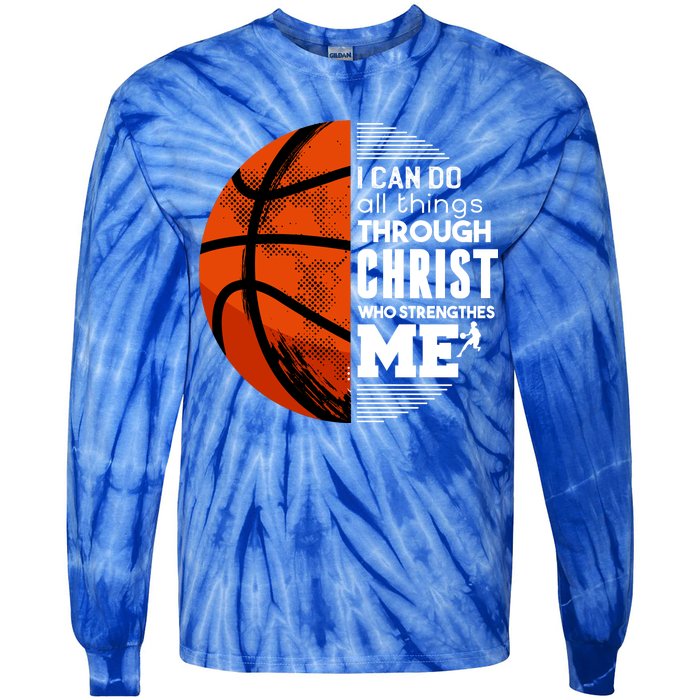 Basketball Faith All Things Through Christ Tie-Dye Long Sleeve Shirt