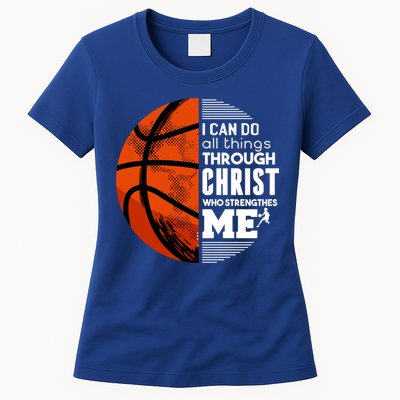 Basketball Faith All Things Through Christ Womens T-Shirt
