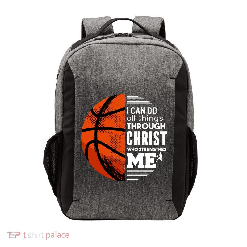 Basketball Faith All Things Through Christ Vector Backpack