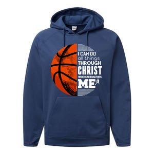 Basketball Faith All Things Through Christ Performance Fleece Hoodie