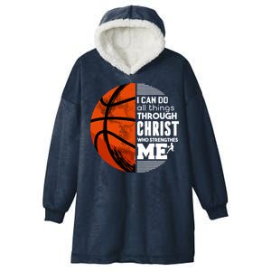 Basketball Faith All Things Through Christ Hooded Wearable Blanket