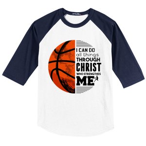 Basketball Faith All Things Through Christ Baseball Sleeve Shirt