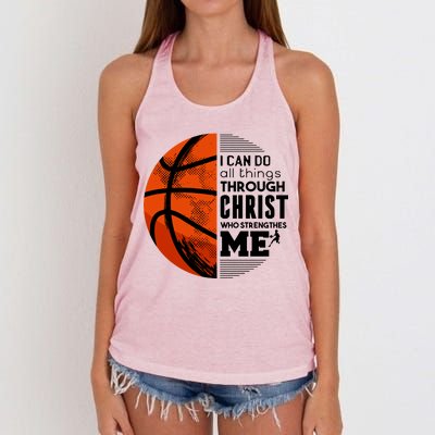 Basketball Faith All Things Through Christ Women's Knotted Racerback Tank