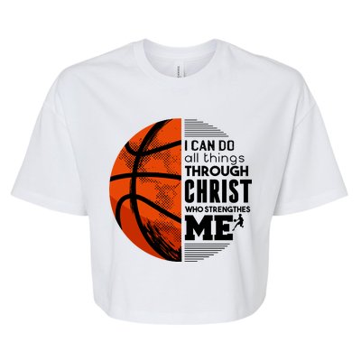 Basketball Faith All Things Through Christ Bella+Canvas Jersey Crop Tee