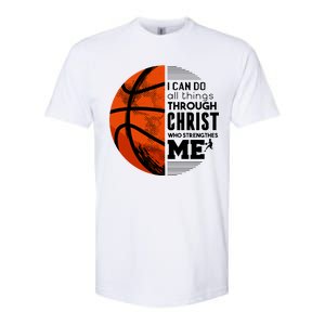 Basketball Faith All Things Through Christ Softstyle CVC T-Shirt