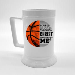 Basketball Faith All Things Through Christ Beer Stein