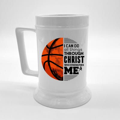 Basketball Faith All Things Through Christ Beer Stein