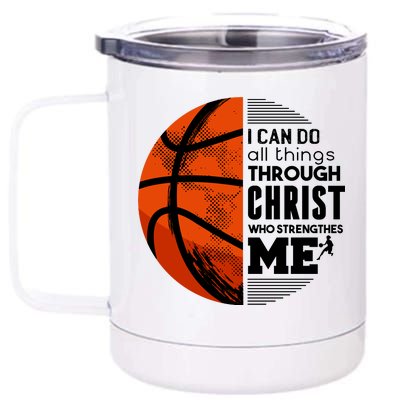 Basketball Faith All Things Through Christ 12 oz Stainless Steel Tumbler Cup