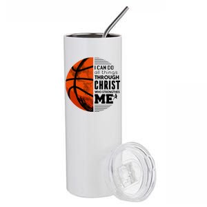 Basketball Faith All Things Through Christ Stainless Steel Tumbler