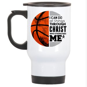 Basketball Faith All Things Through Christ Stainless Steel Travel Mug