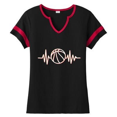 Basketball Heartbeat Ladies Halftime Notch Neck Tee