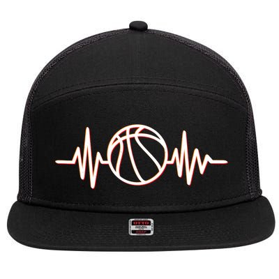 Basketball Heartbeat 7 Panel Mesh Trucker Snapback Hat