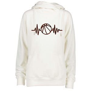 Basketball Heartbeat Womens Funnel Neck Pullover Hood