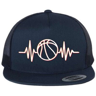 Basketball Heartbeat Flat Bill Trucker Hat