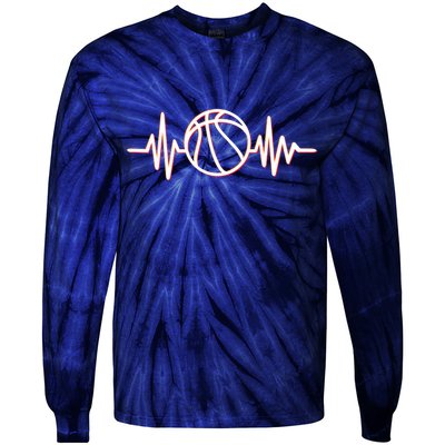 Basketball Heartbeat Tie-Dye Long Sleeve Shirt